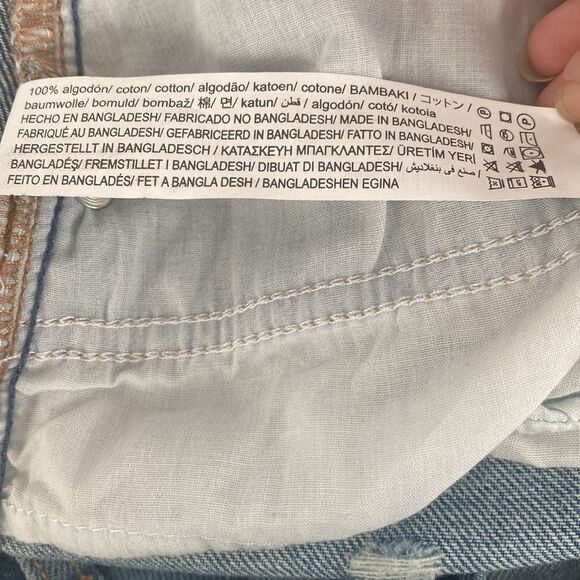 Zara Denim shorts Washed Distressed Unfinished Hem Plus size 20 Boho Moto NWT - Picture 6 of 8